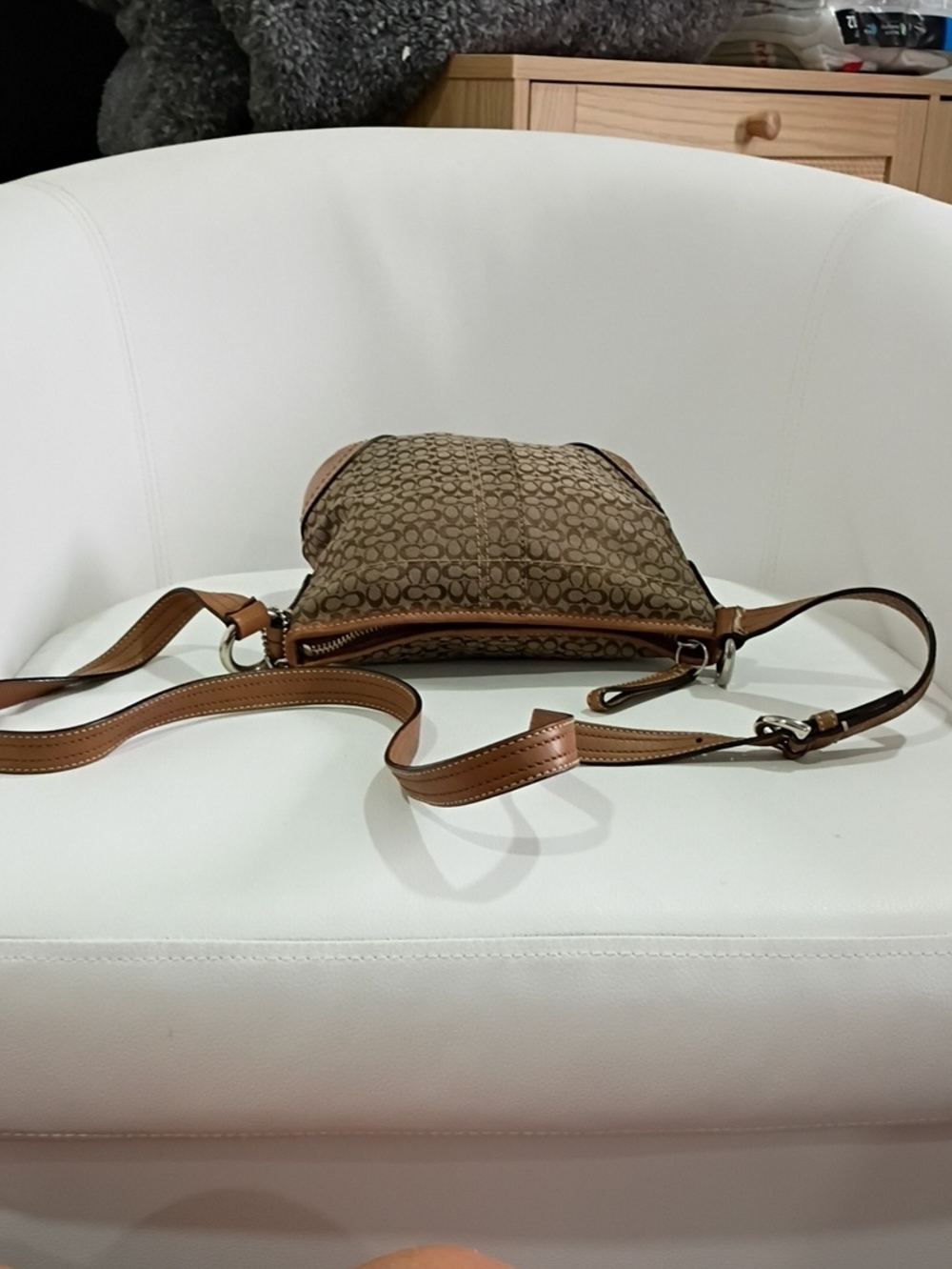 Coach Vintage Brown Signature Canvas Crossbody with Leather Trim Y2K - Picture 4 of 11